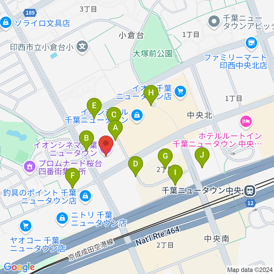 イオンシネマ千葉ニュータウン周辺の駐車場・コインパーキング一覧地図