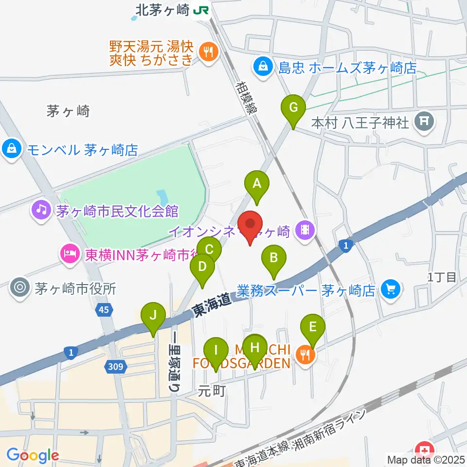 イオンシネマ茅ヶ崎周辺の駐車場・コインパーキング一覧地図