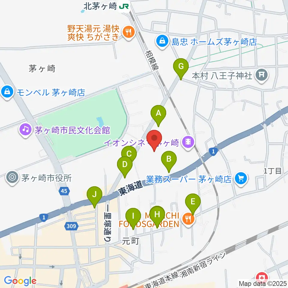 イオンシネマ茅ヶ崎周辺の駐車場・コインパーキング一覧地図