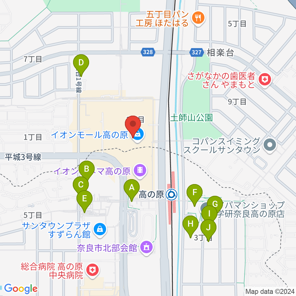 イオンシネマ高の原周辺の駐車場・コインパーキング一覧地図