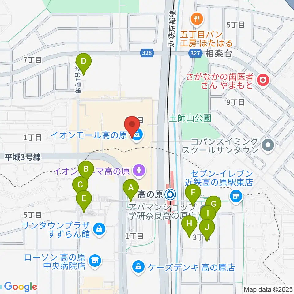 イオンシネマ高の原周辺の駐車場・コインパーキング一覧地図