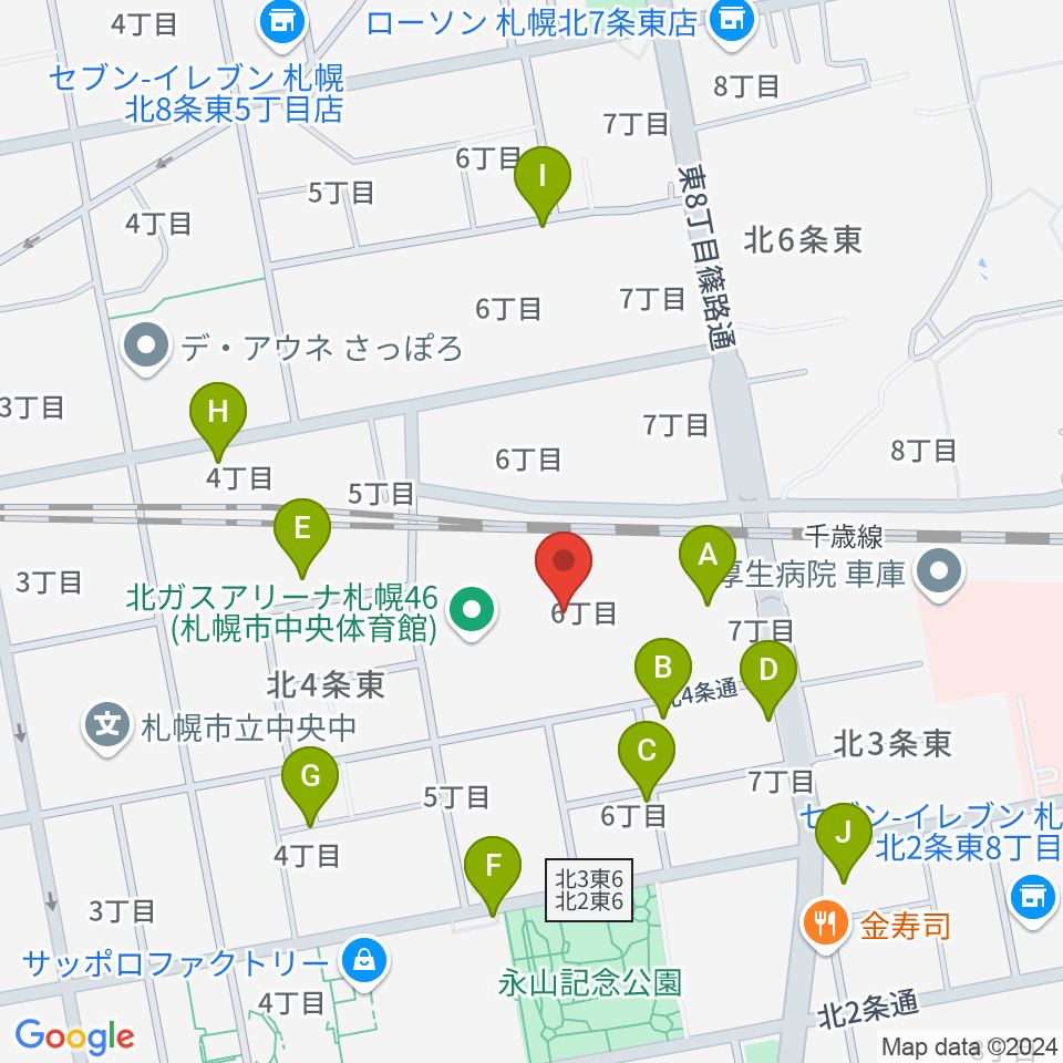 北ガスアリーナ札幌46周辺の駐車場・コインパーキング一覧地図