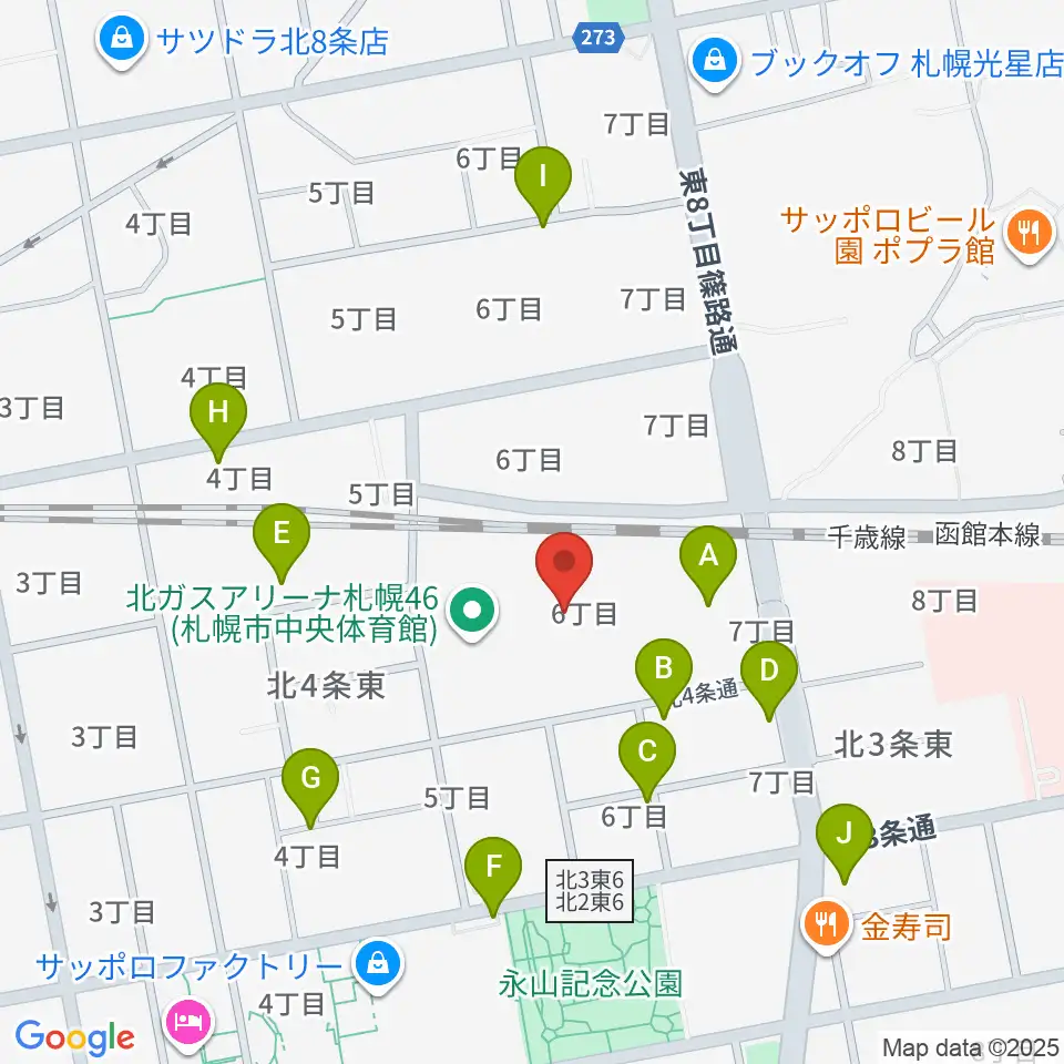 北ガスアリーナ札幌46周辺の駐車場・コインパーキング一覧地図