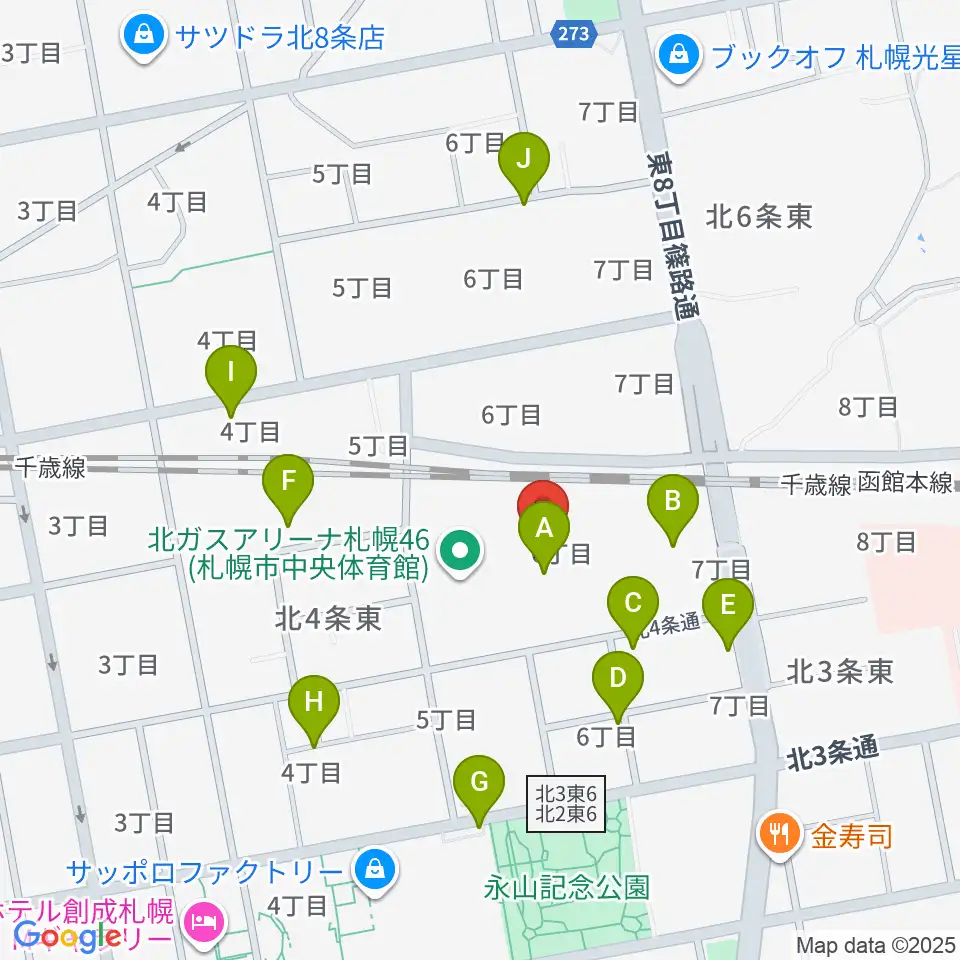 北ガスアリーナ札幌46周辺の駐車場・コインパーキング一覧地図