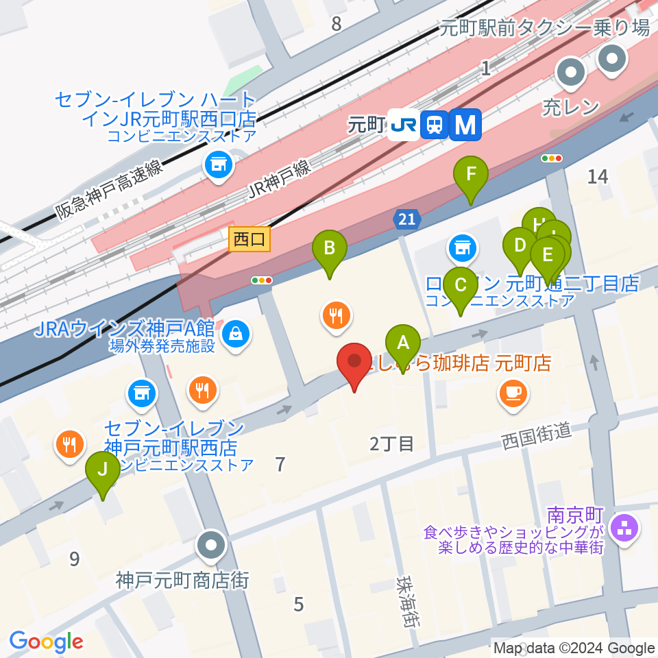 ベースオントップ神戸元町店周辺の駐車場・コインパーキング一覧地図