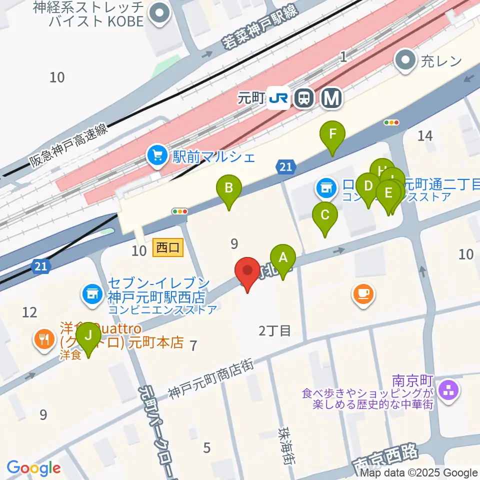 ベースオントップ神戸元町店周辺の駐車場・コインパーキング一覧地図