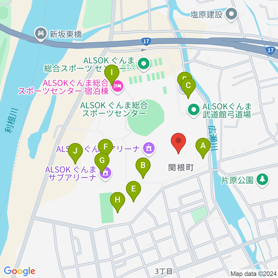 ALSOKぐんま武道館周辺の駐車場・コインパーキング一覧地図