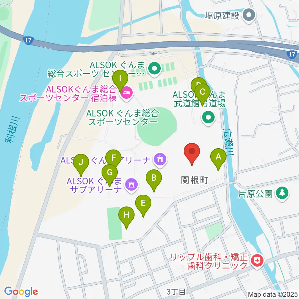 ALSOKぐんま武道館周辺の駐車場・コインパーキング一覧地図