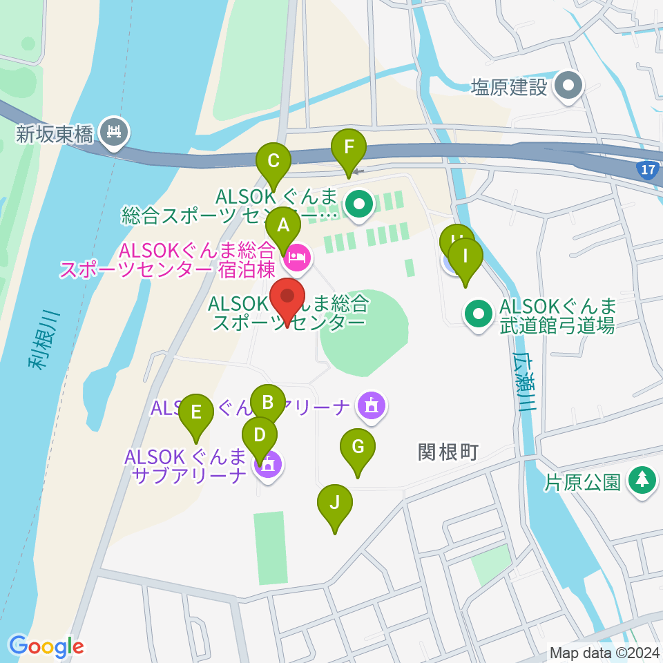 ALSOKぐんまアイスアリーナ周辺の駐車場・コインパーキング一覧地図