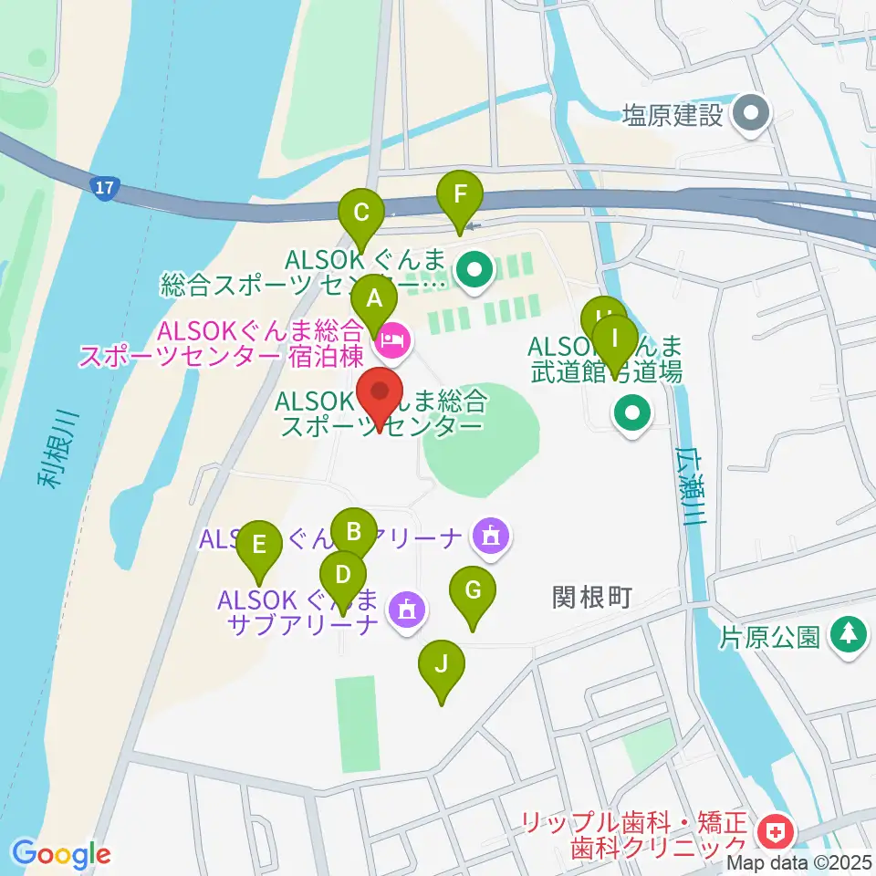 ALSOKぐんまアイスアリーナ周辺の駐車場・コインパーキング一覧地図