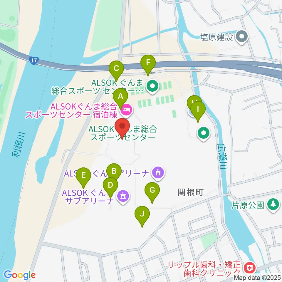 ALSOKぐんまアイスアリーナ周辺の駐車場・コインパーキング一覧地図