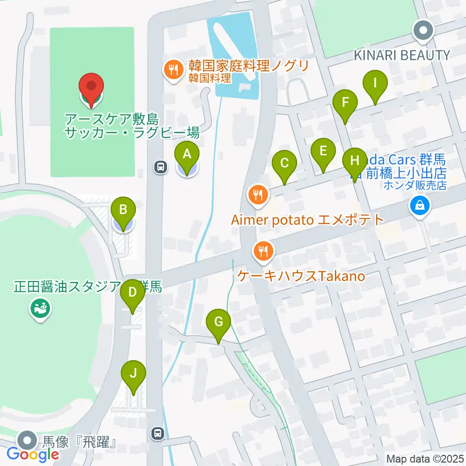 アースケア敷島サッカー・ラグビー場周辺の駐車場・コインパーキング一覧地図