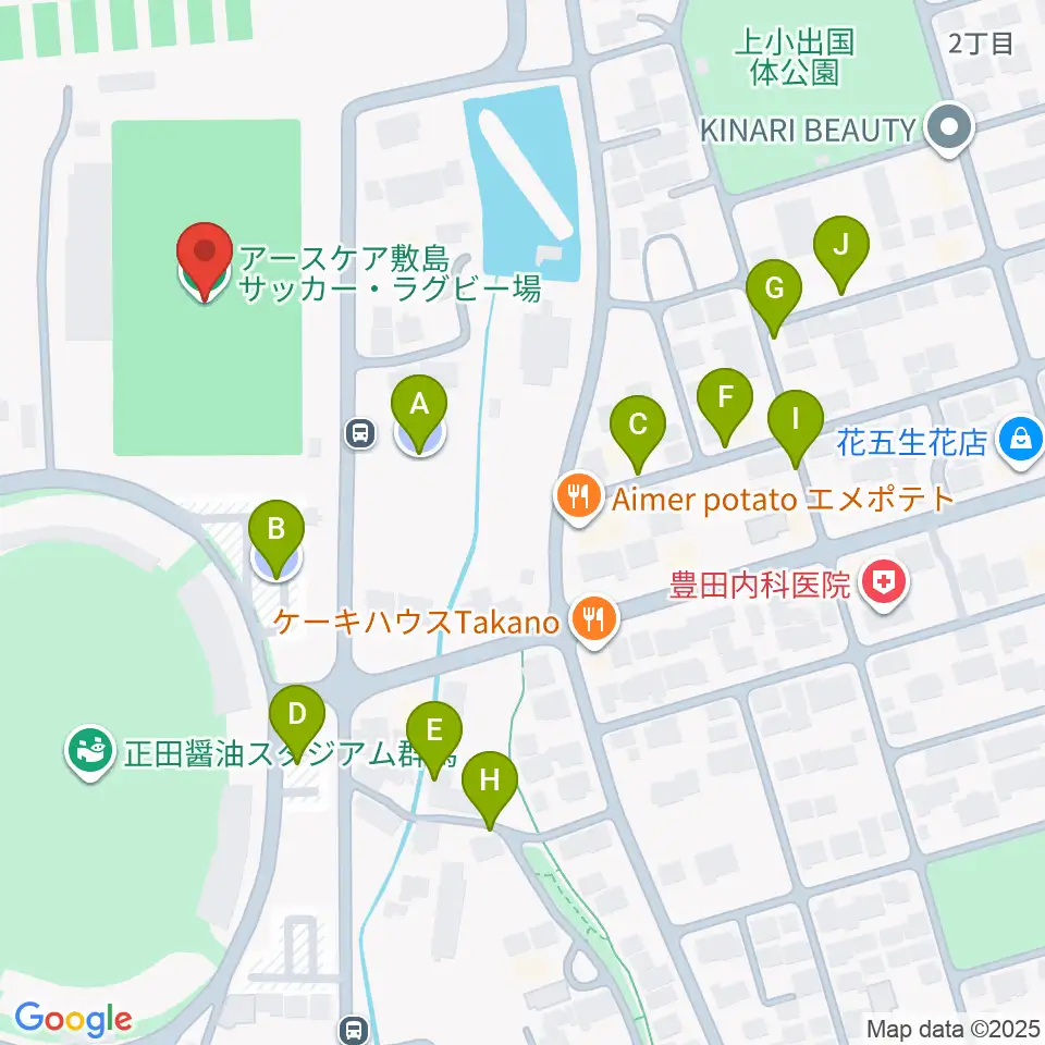 アースケア敷島サッカー・ラグビー場周辺の駐車場・コインパーキング一覧地図