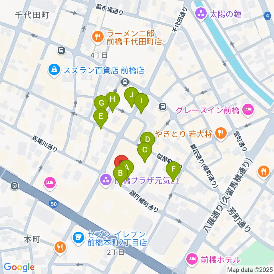 前橋シネマハウス周辺の駐車場・コインパーキング一覧地図