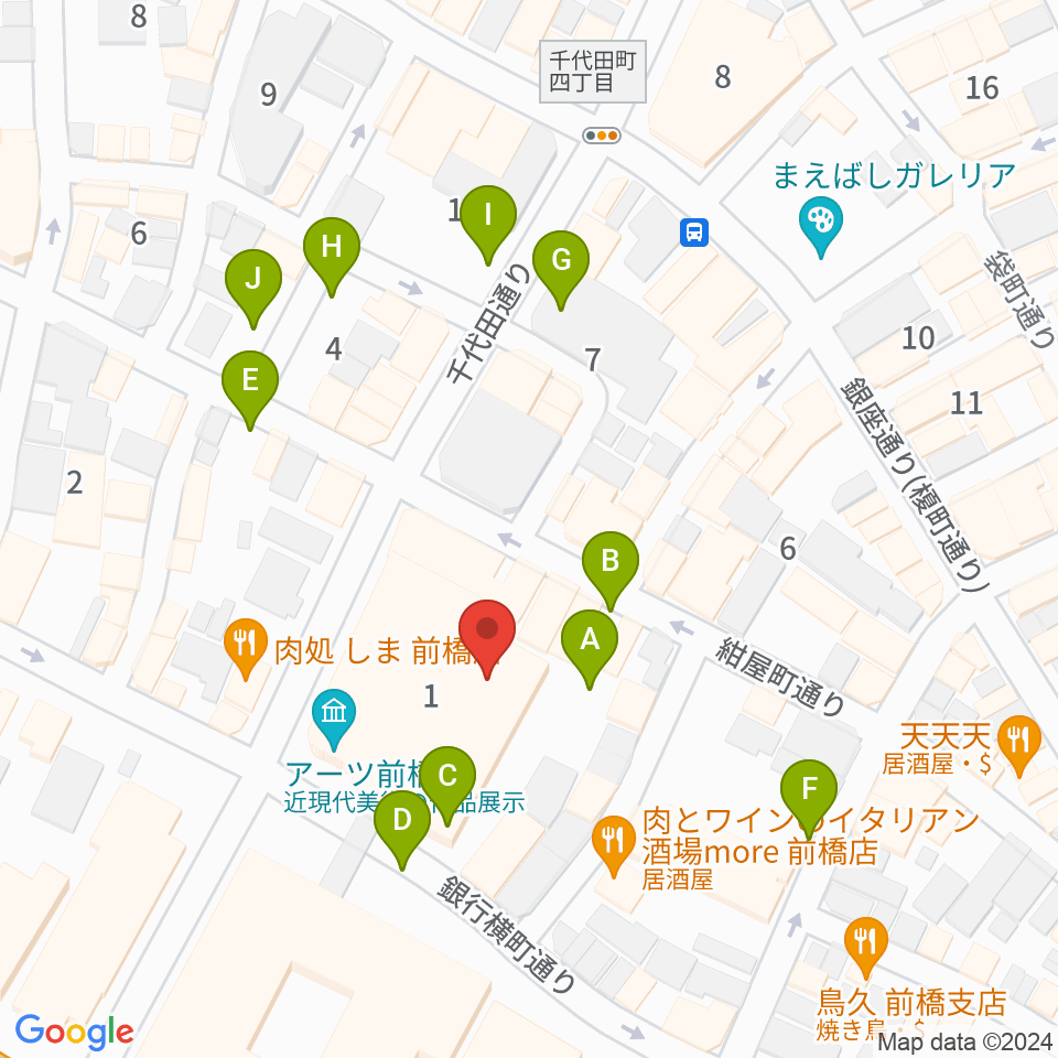 アーツ前橋周辺の駐車場・コインパーキング一覧地図