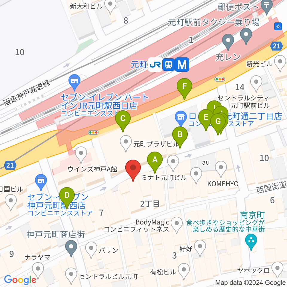 神戸元町BOT HALL周辺の駐車場・コインパーキング一覧地図