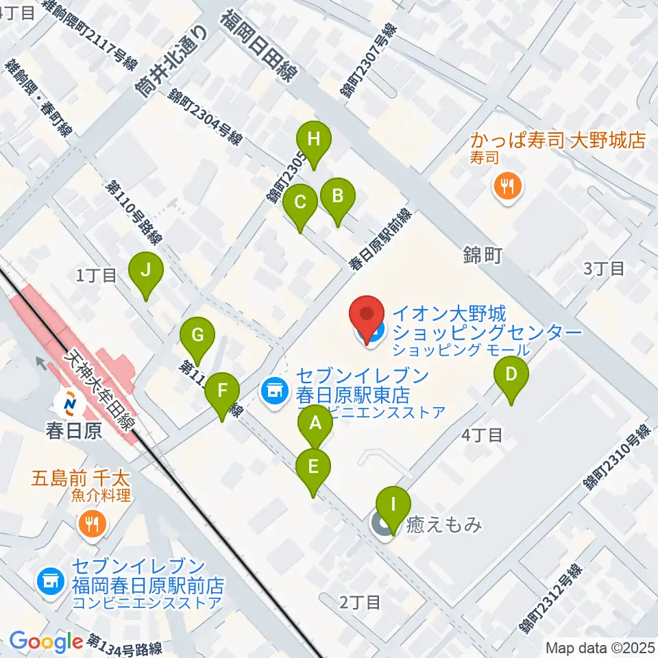 イオンシネマ大野城周辺の駐車場・コインパーキング一覧地図