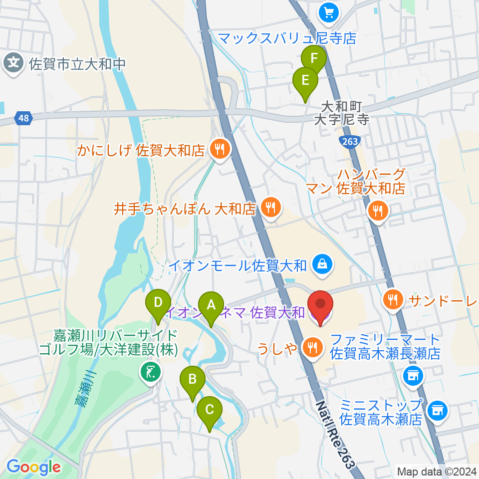 イオンシネマ佐賀大和周辺の駐車場・コインパーキング一覧地図