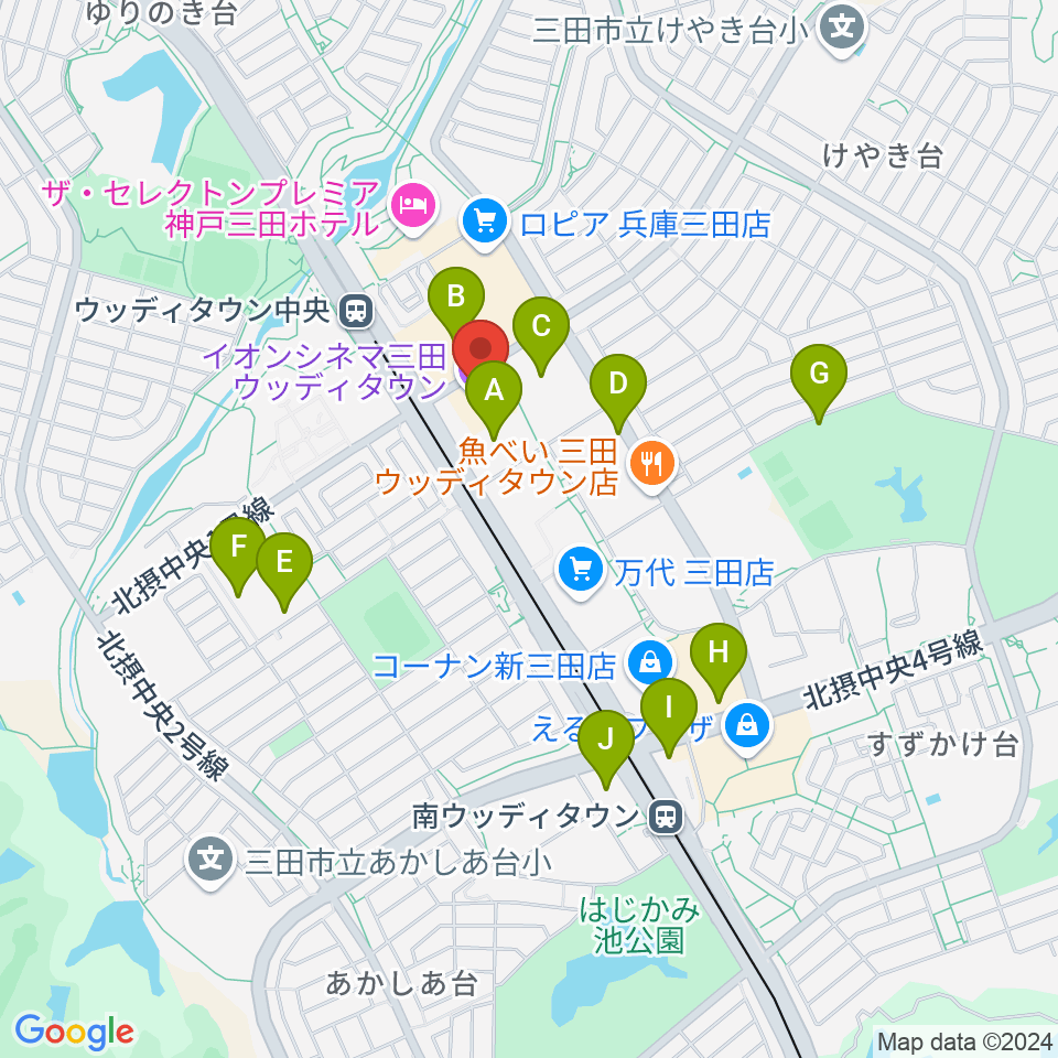 イオンシネマ三田ウッディタウン周辺の駐車場・コインパーキング一覧地図