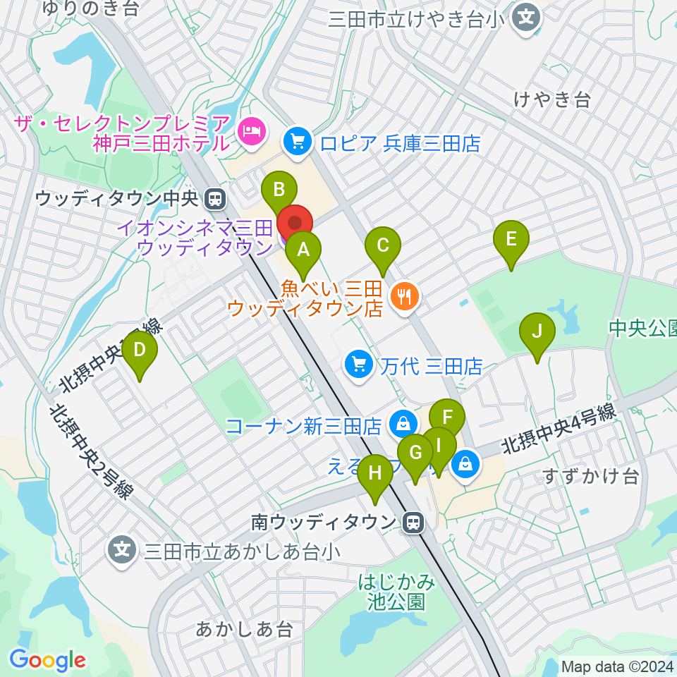 イオンシネマ三田ウッディタウン周辺の駐車場・コインパーキング一覧地図