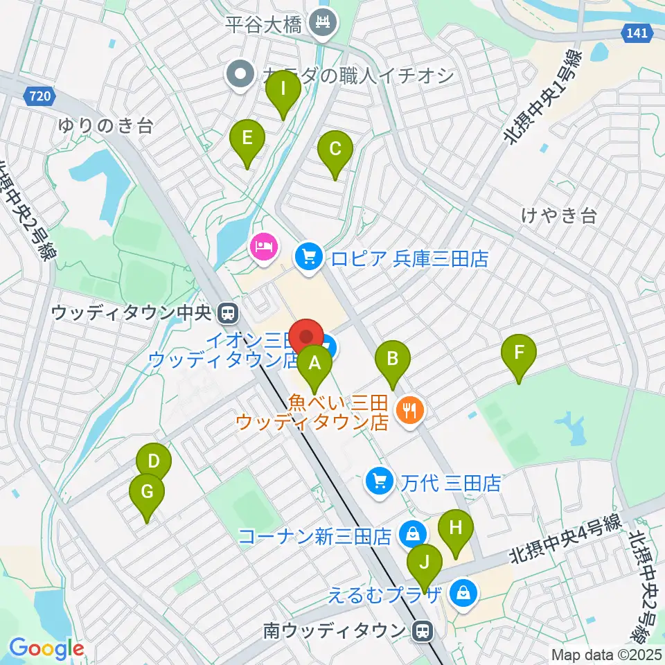 イオンシネマ三田ウッディタウン周辺の駐車場・コインパーキング一覧地図