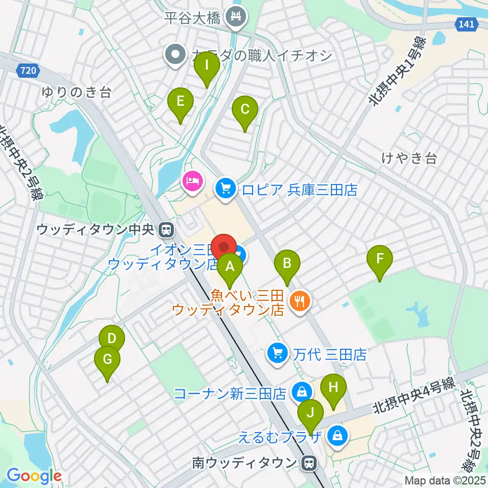 イオンシネマ三田ウッディタウン周辺の駐車場・コインパーキング一覧地図