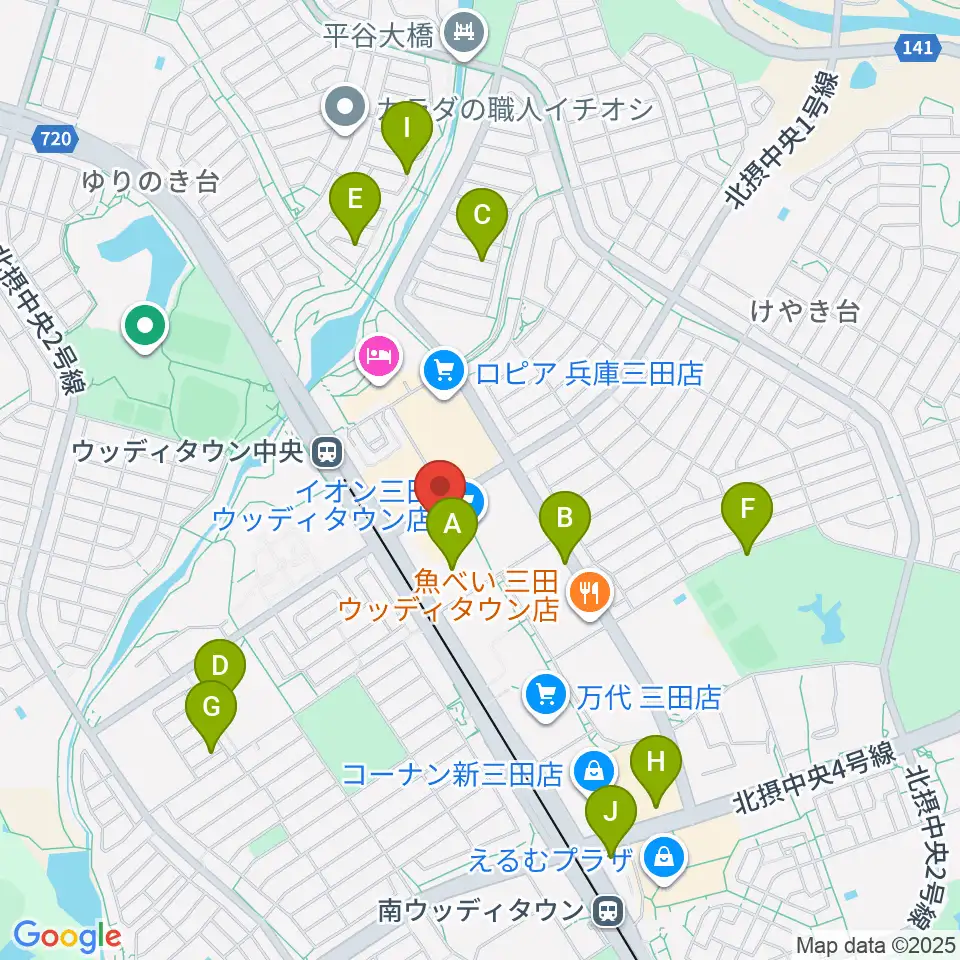 イオンシネマ三田ウッディタウン周辺の駐車場・コインパーキング一覧地図