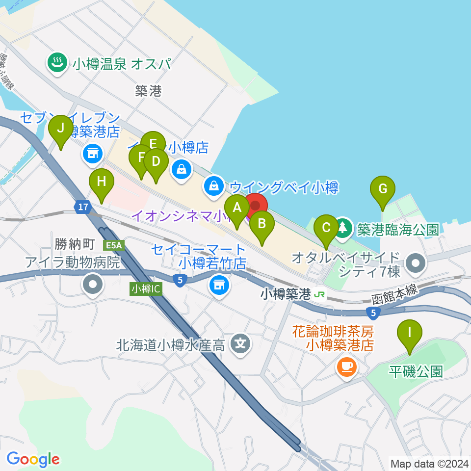 イオンシネマ小樽周辺の駐車場・コインパーキング一覧地図