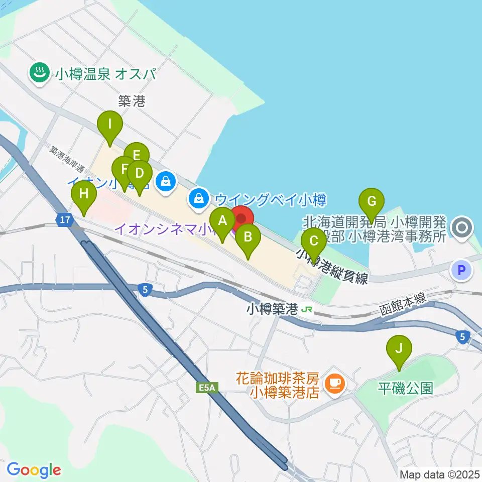 イオンシネマ小樽周辺の駐車場・コインパーキング一覧地図