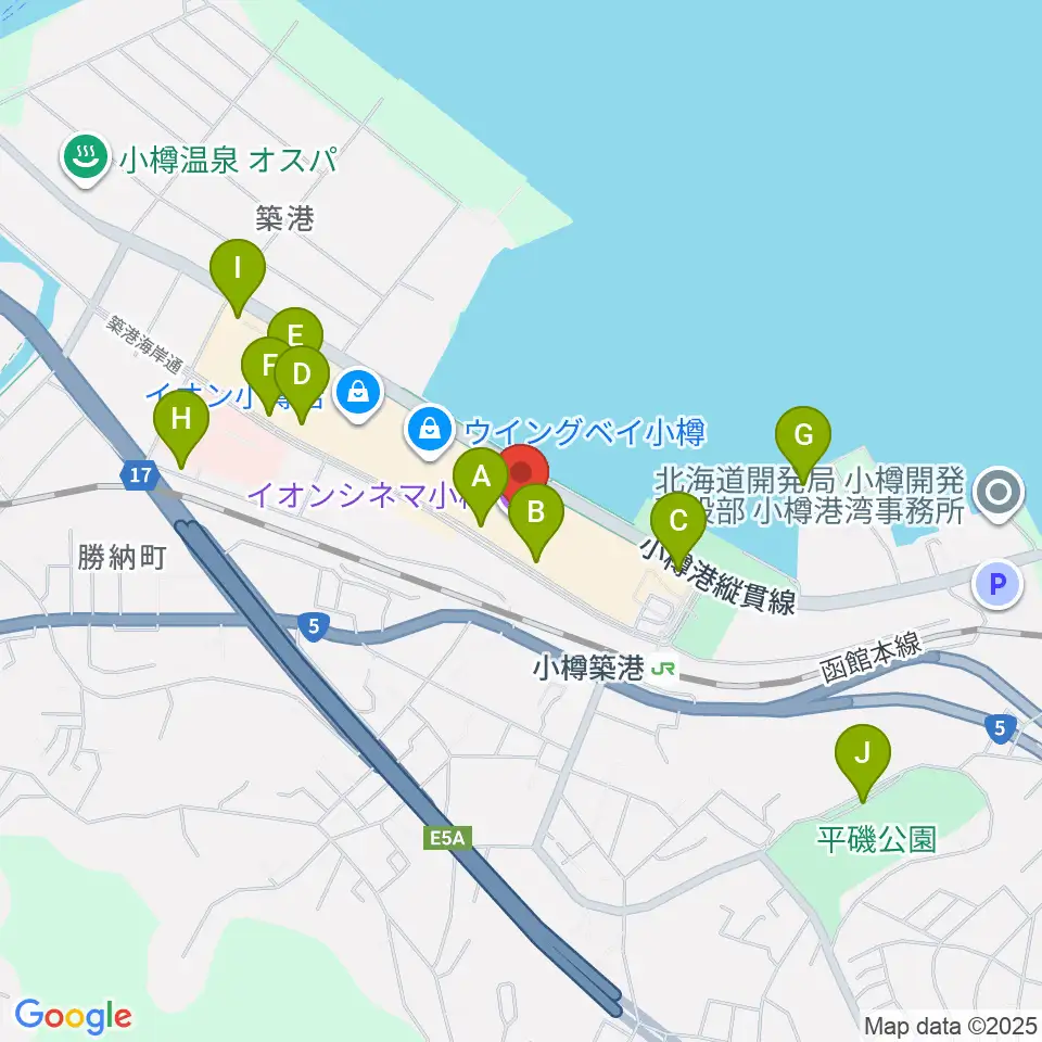 イオンシネマ小樽周辺の駐車場・コインパーキング一覧地図