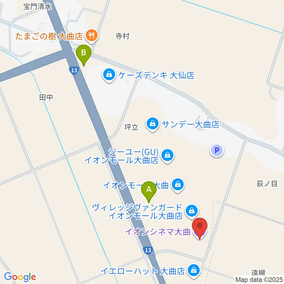 イオンシネマ大曲周辺の駐車場・コインパーキング一覧地図