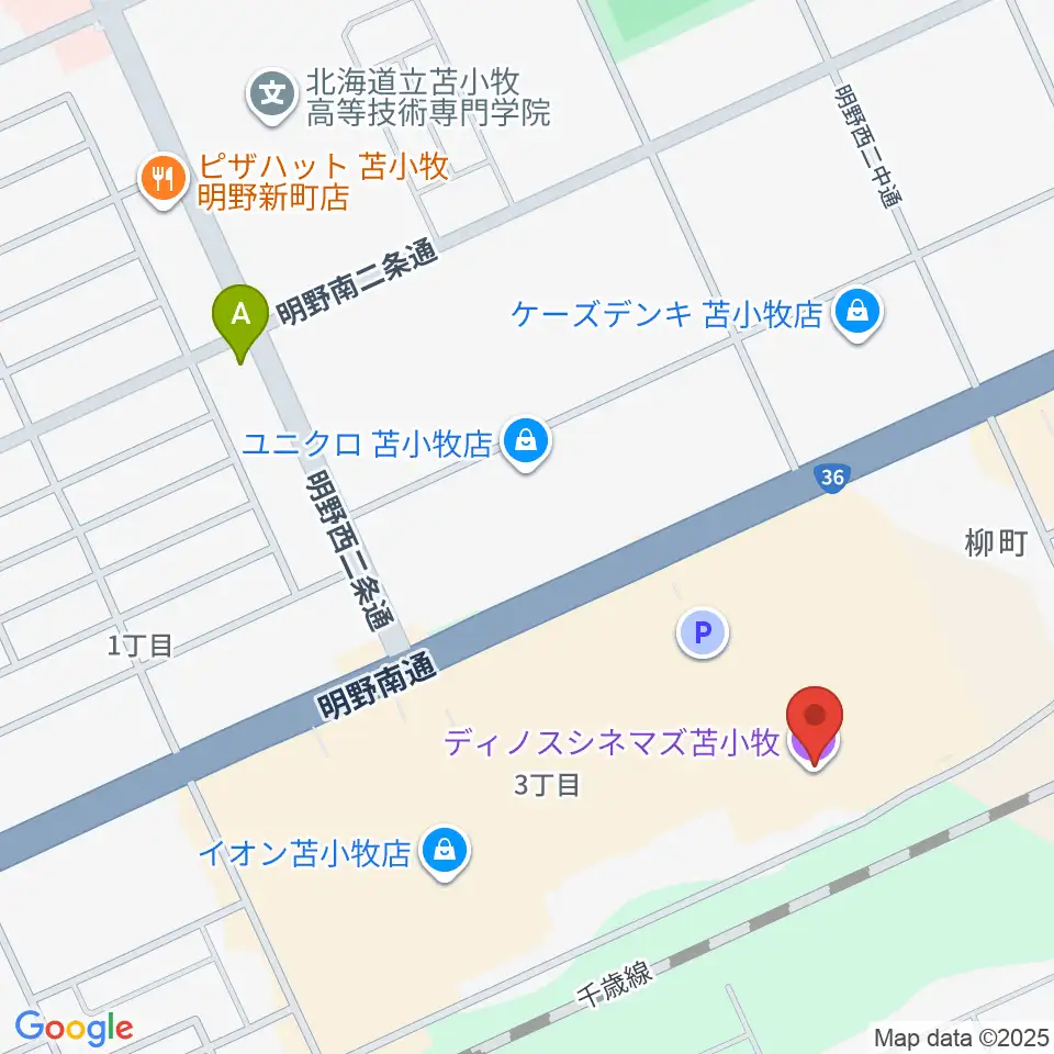 ディノスシネマズ苫小牧周辺の駐車場・コインパーキング一覧地図