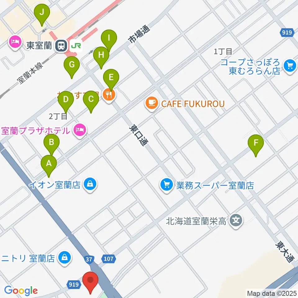 ディノスシネマズ室蘭周辺の駐車場・コインパーキング一覧地図
