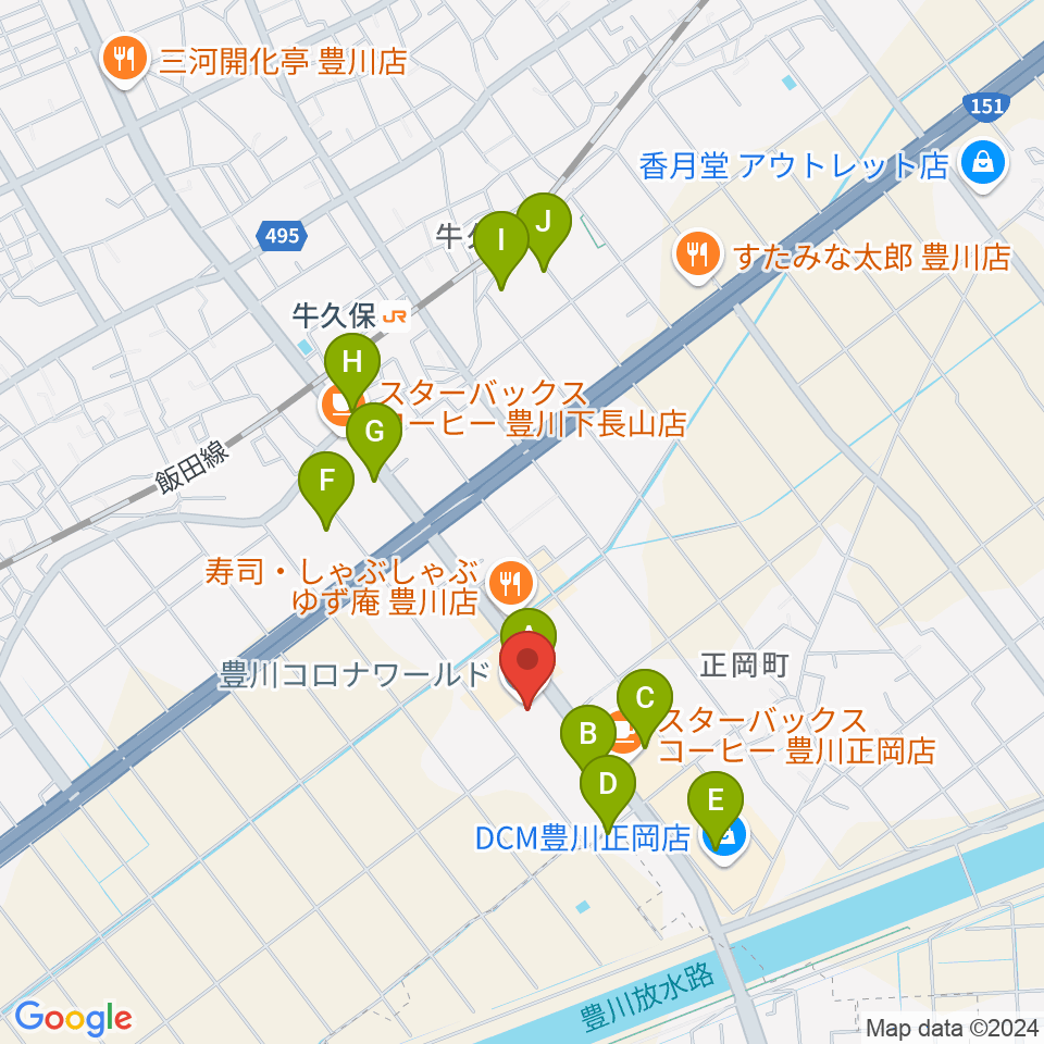 シネマワールド豊川周辺の駐車場・コインパーキング一覧地図