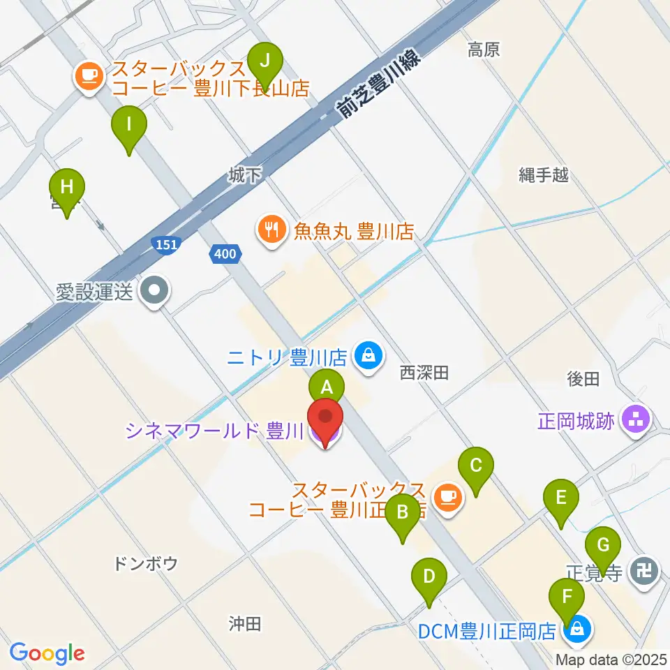 シネマワールド豊川周辺の駐車場・コインパーキング一覧地図