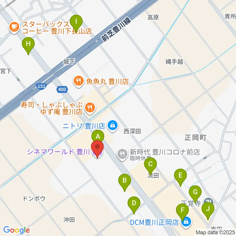 シネマワールド豊川周辺の駐車場・コインパーキング一覧地図