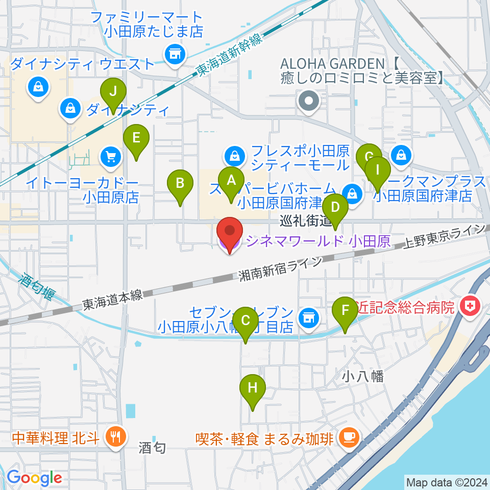 シネマワールド小田原周辺の駐車場・コインパーキング一覧地図