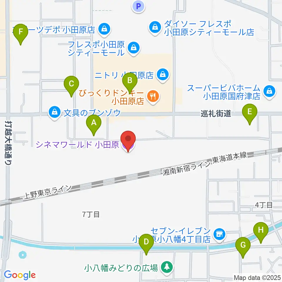 シネマワールド小田原周辺の駐車場・コインパーキング一覧地図