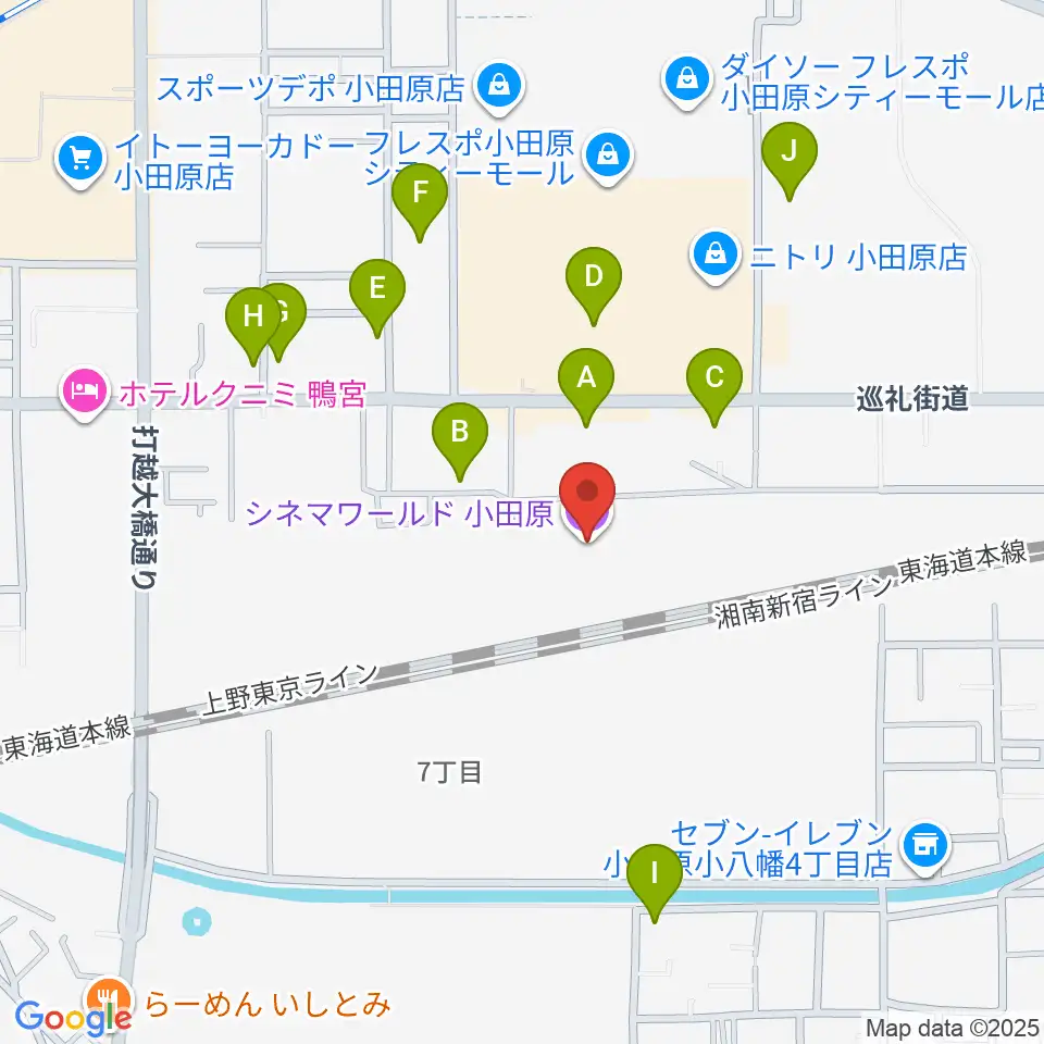 シネマワールド小田原周辺の駐車場・コインパーキング一覧地図