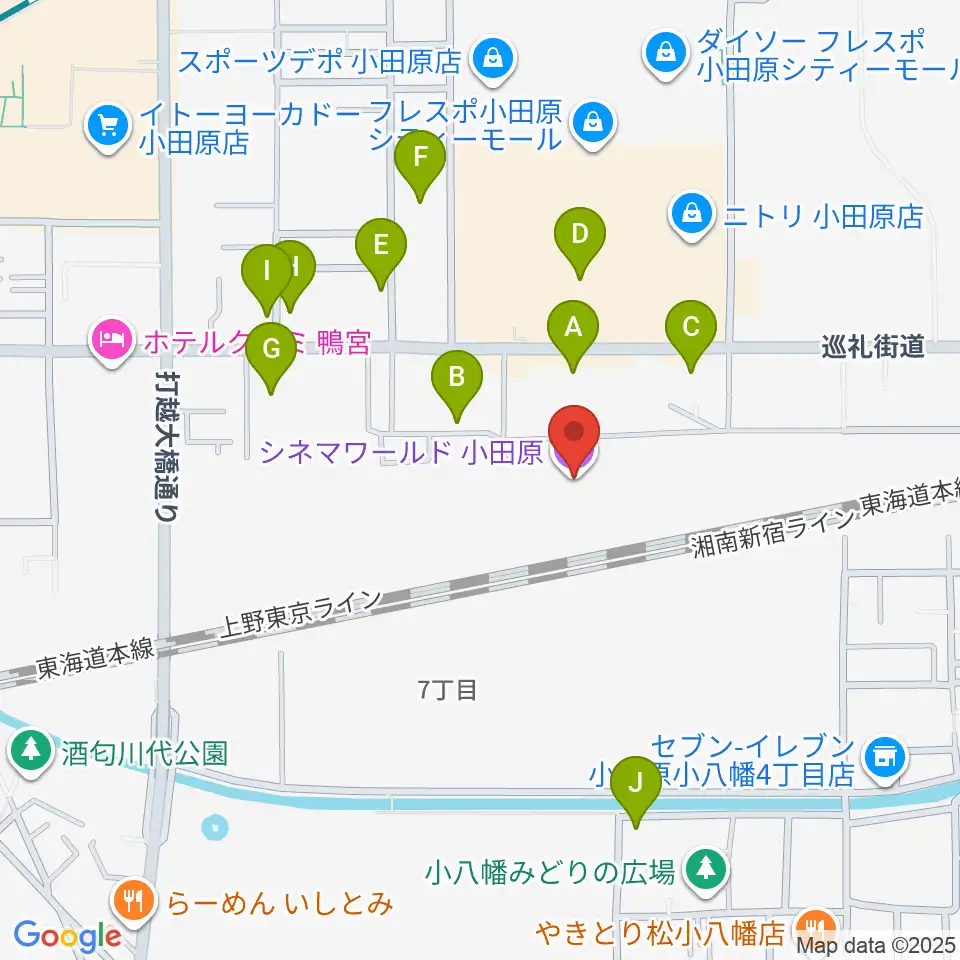 シネマワールド小田原周辺の駐車場・コインパーキング一覧地図
