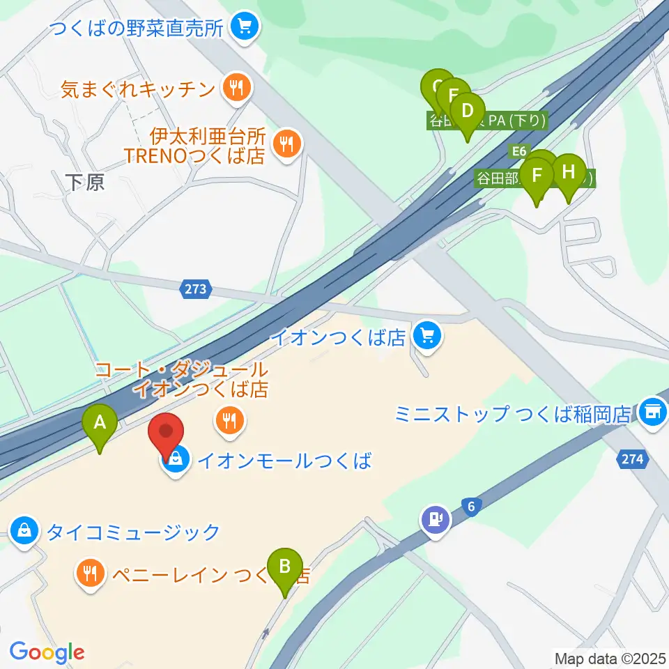 USシネマつくば周辺の駐車場・コインパーキング一覧地図