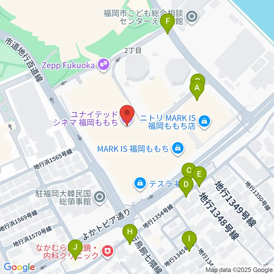 ユナイテッド・シネマ福岡ももち周辺の駐車場・コインパーキング一覧地図