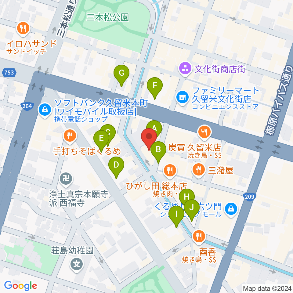 久留米ウエポン周辺の駐車場・コインパーキング一覧地図