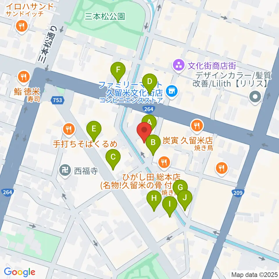久留米ウエポン周辺の駐車場・コインパーキング一覧地図