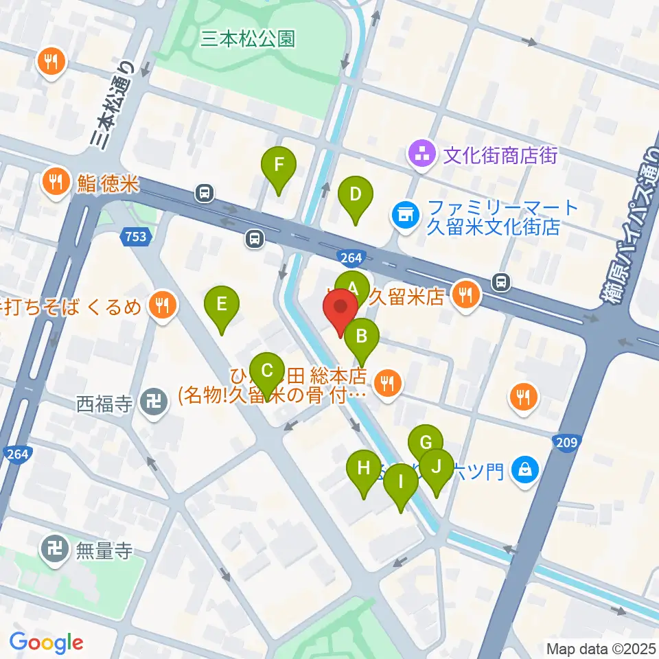 久留米ウエポン周辺の駐車場・コインパーキング一覧地図