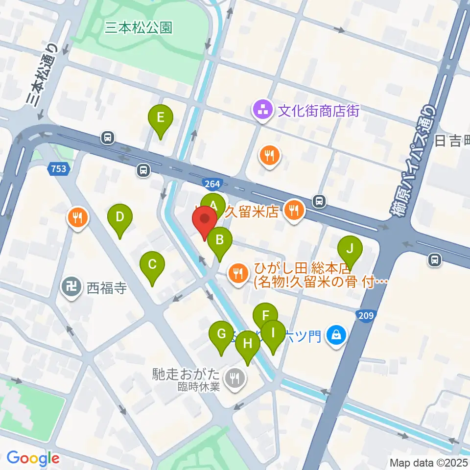 久留米ウエポン周辺の駐車場・コインパーキング一覧地図