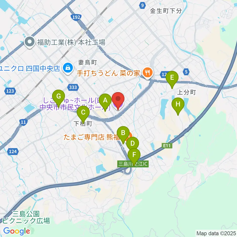 しこちゅ～ホール周辺の駐車場・コインパーキング一覧地図