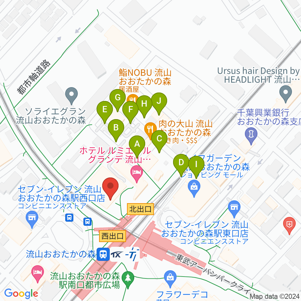 スターツおおたかの森ホール周辺の駐車場・コインパーキング一覧地図