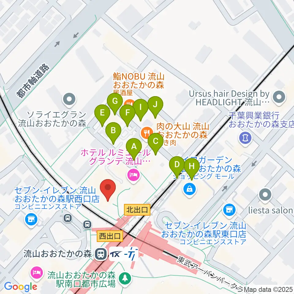 スターツおおたかの森ホール周辺の駐車場・コインパーキング一覧地図