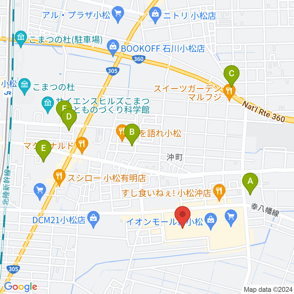 イオンシネマ新小松周辺の駐車場・コインパーキング一覧地図